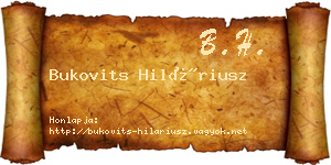 Bukovits Hiláriusz névjegykártya